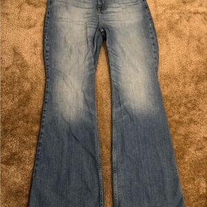 Old Navy Blue Denim Higher High-Rise Flare Cut Jeans Women’s Size 14